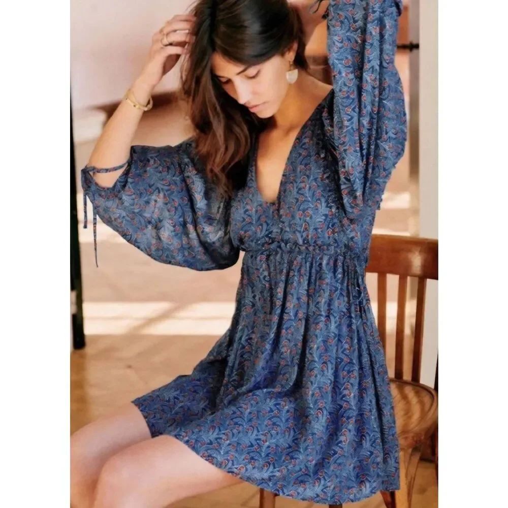 Sezane Evy Dress Palermo print Sz 40/US 8